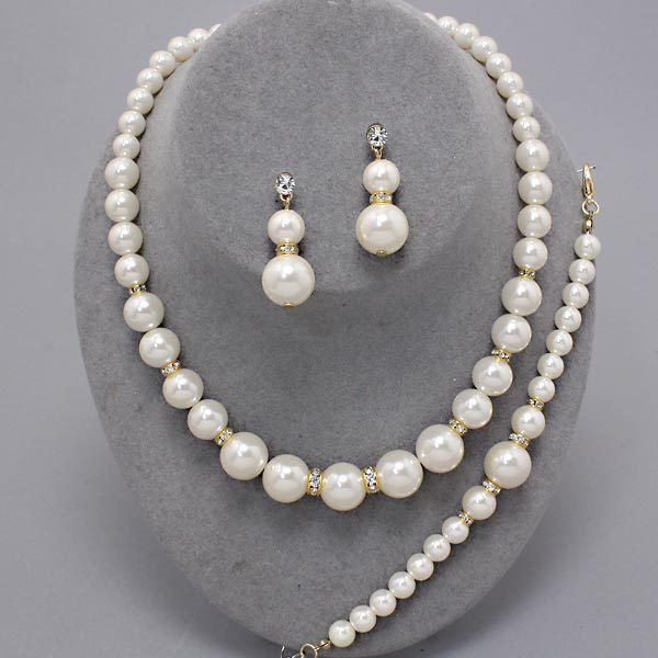 Pearl Necklace and Earrings